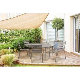 Table et chaises de jardin en métal "Bilbao" - 6 places - Taupe