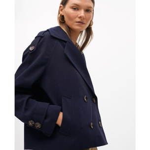 Trench corto in sarga doppiopetto