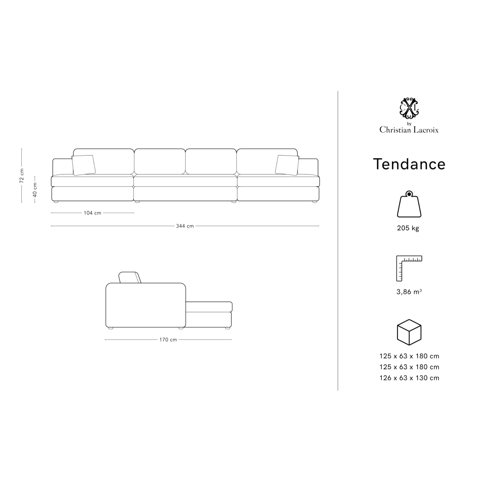 Canapé panoramique "Tendance" 5 places en tissu structurel jaune