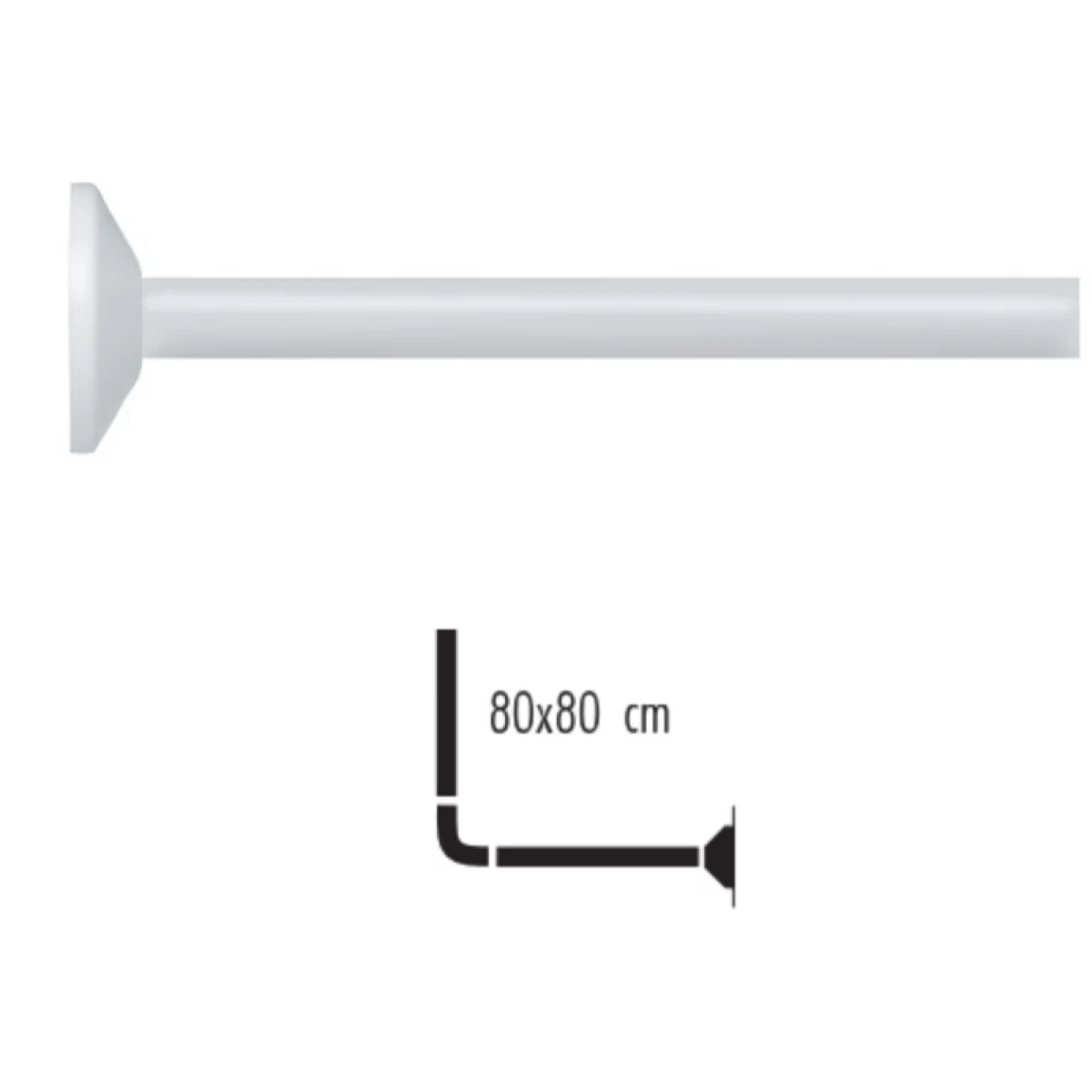 Barre tringle pour rideau de douche d'angle à  fixer en Alu MAGIC 80x80cm Blanc Spirella