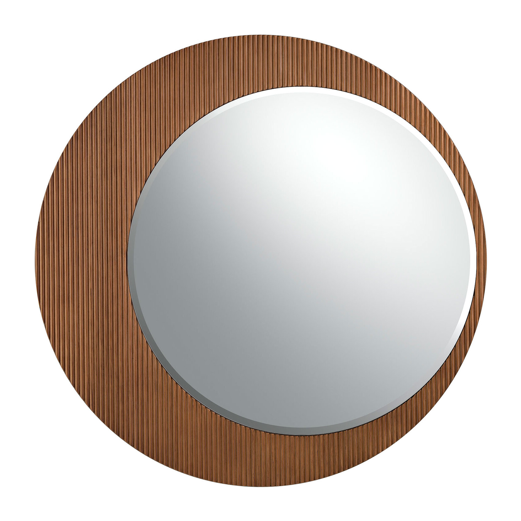 Espejo pared Angel Cerdá redondo con marco de madera en nogal 110x110x3cm