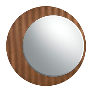 Espejo pared Angel Cerdá redondo con marco de madera en nogal 110x110x3cm