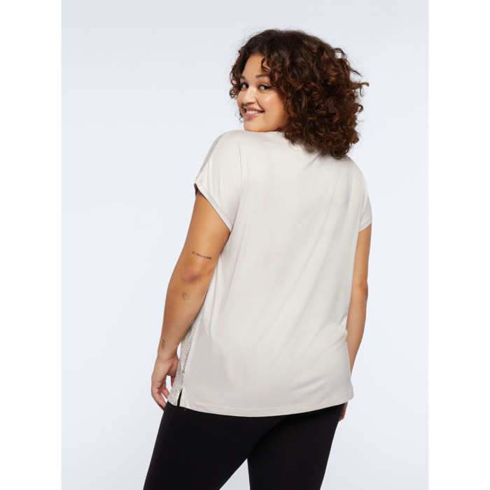 Fiorella Rubino - T-shirt in tulle con paillettes - Grigio