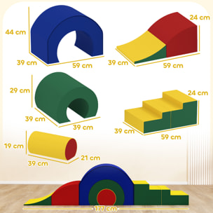 5 blocs de construction en mousse XXL - modules de motricité - certifiés normes EN71-1-2-3 - multicolore