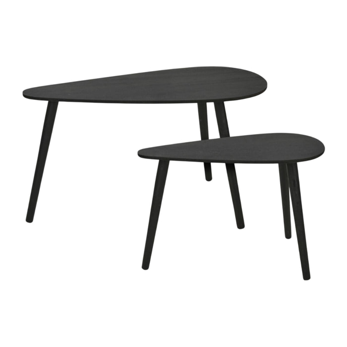 Juego de 2 mesas auxiliares en forma de gota, elegantes y funcionales color negro