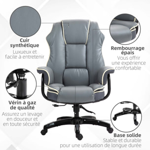 Fauteuil de bureau gamer ergonomique grand confort - 76L x 80l x 118-124H cm - gris