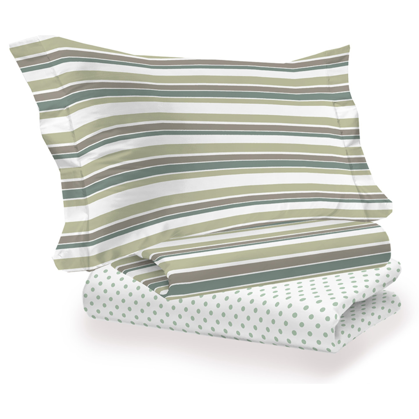 Completo letto riga dots verde