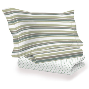 Completo letto riga dots verde