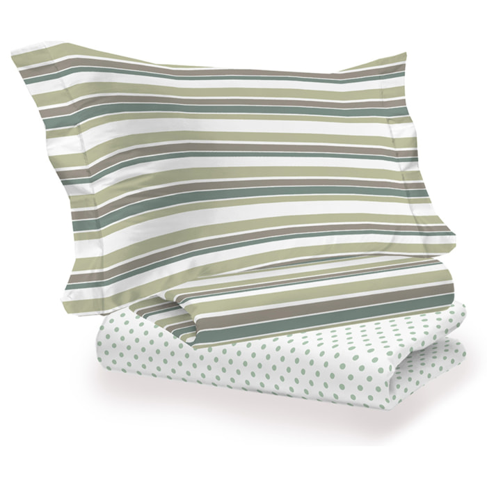 Completo letto riga dots verde