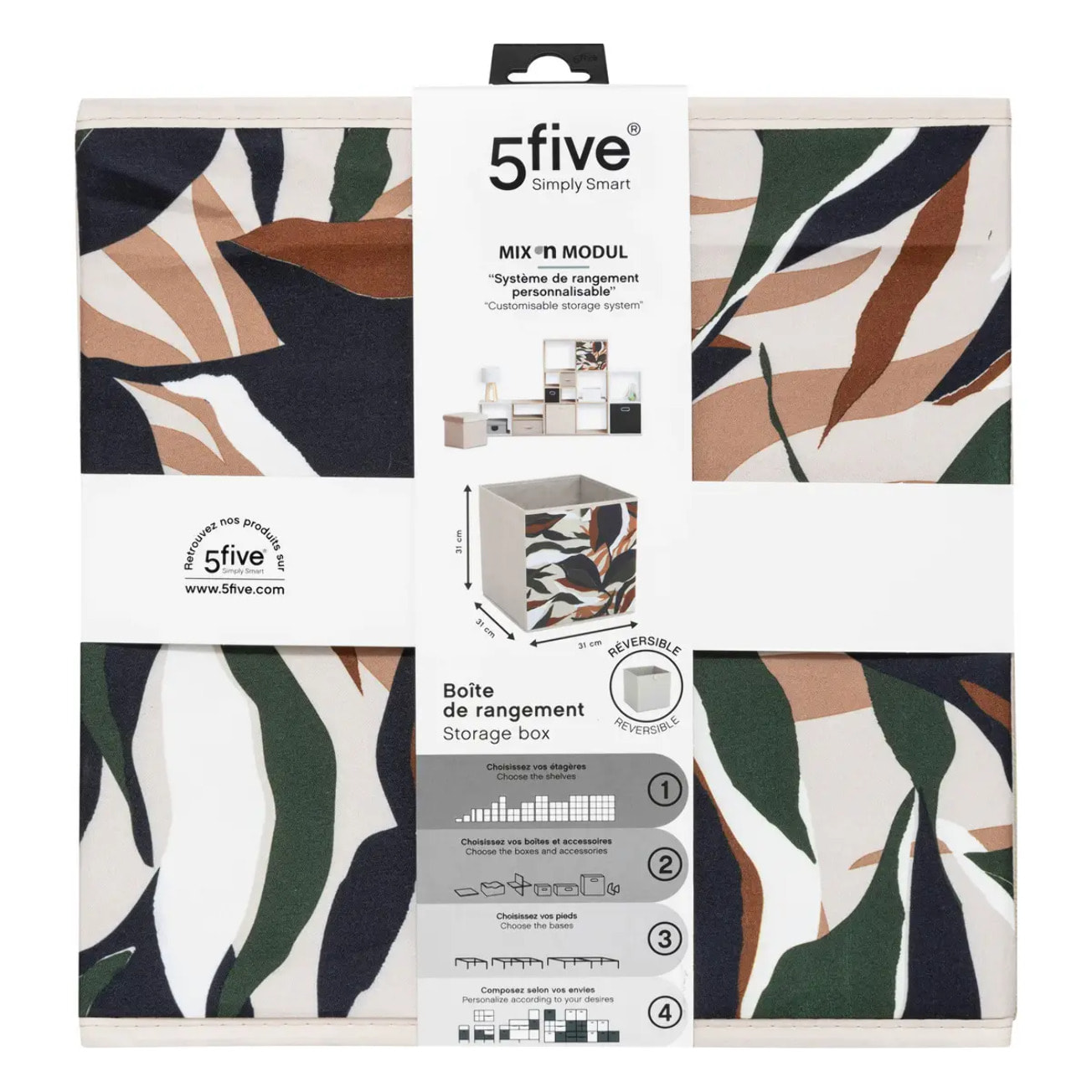 Boîte de rangement "Mix 'n' Modul" motif lauria 31x31cm