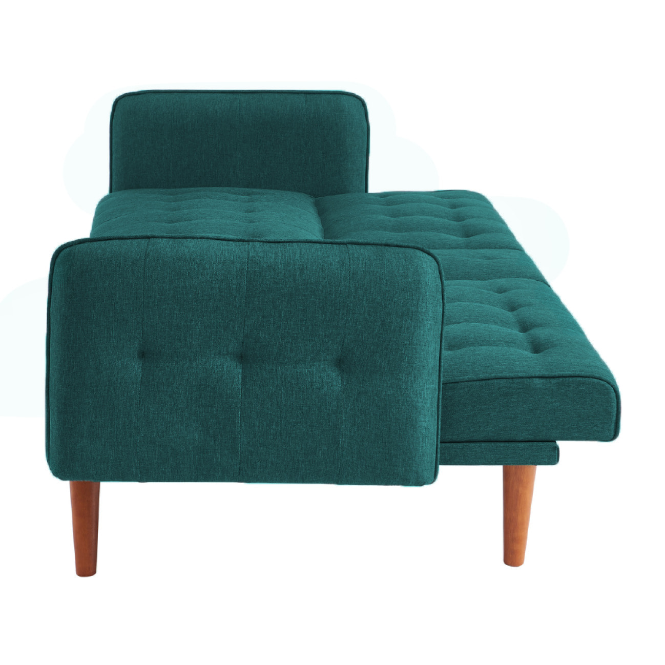 PERTH - Canapé 3 places convertible avec tablette centrale rabattable vert