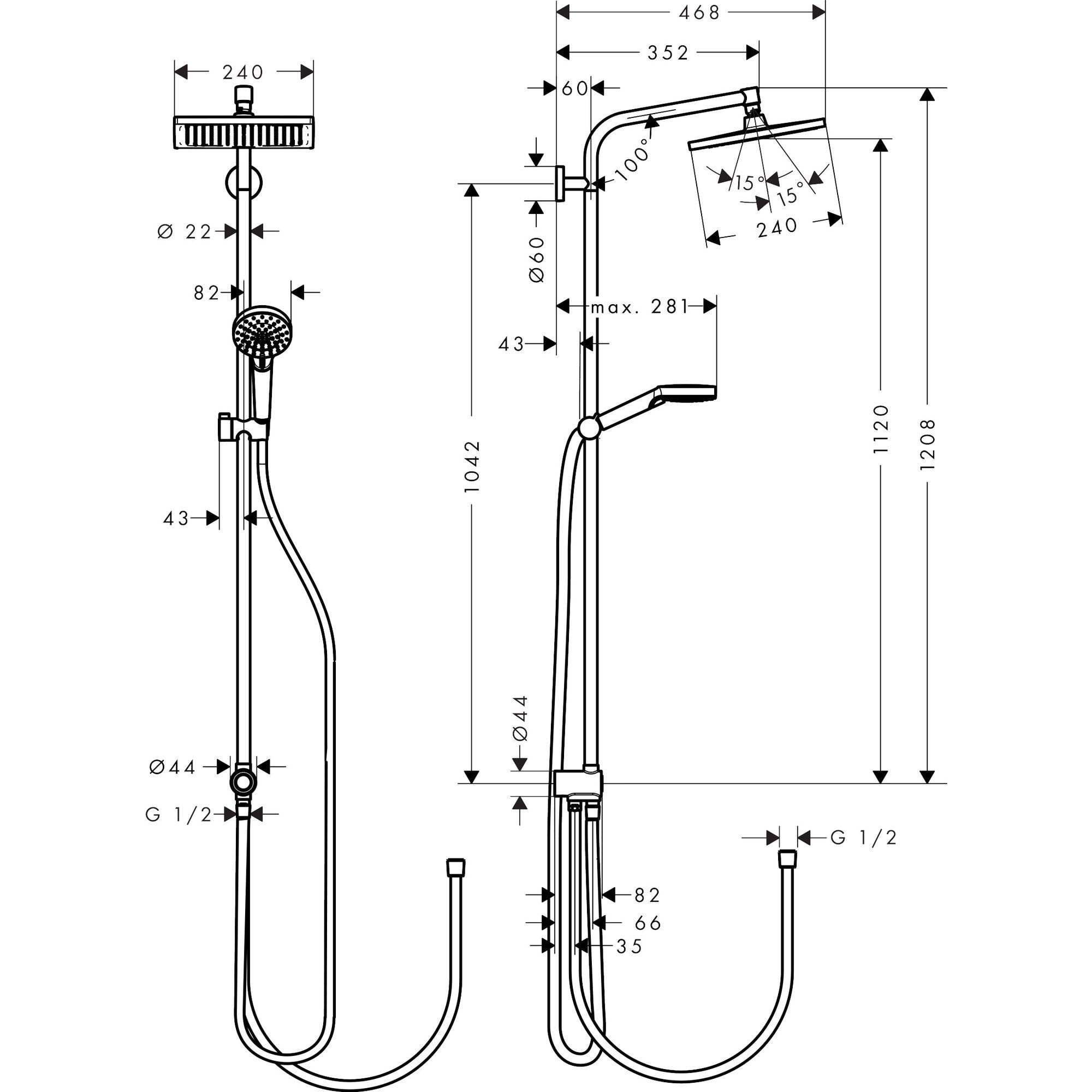 Colonne de douche 240 Reno EcoSmart chromé Crometta E