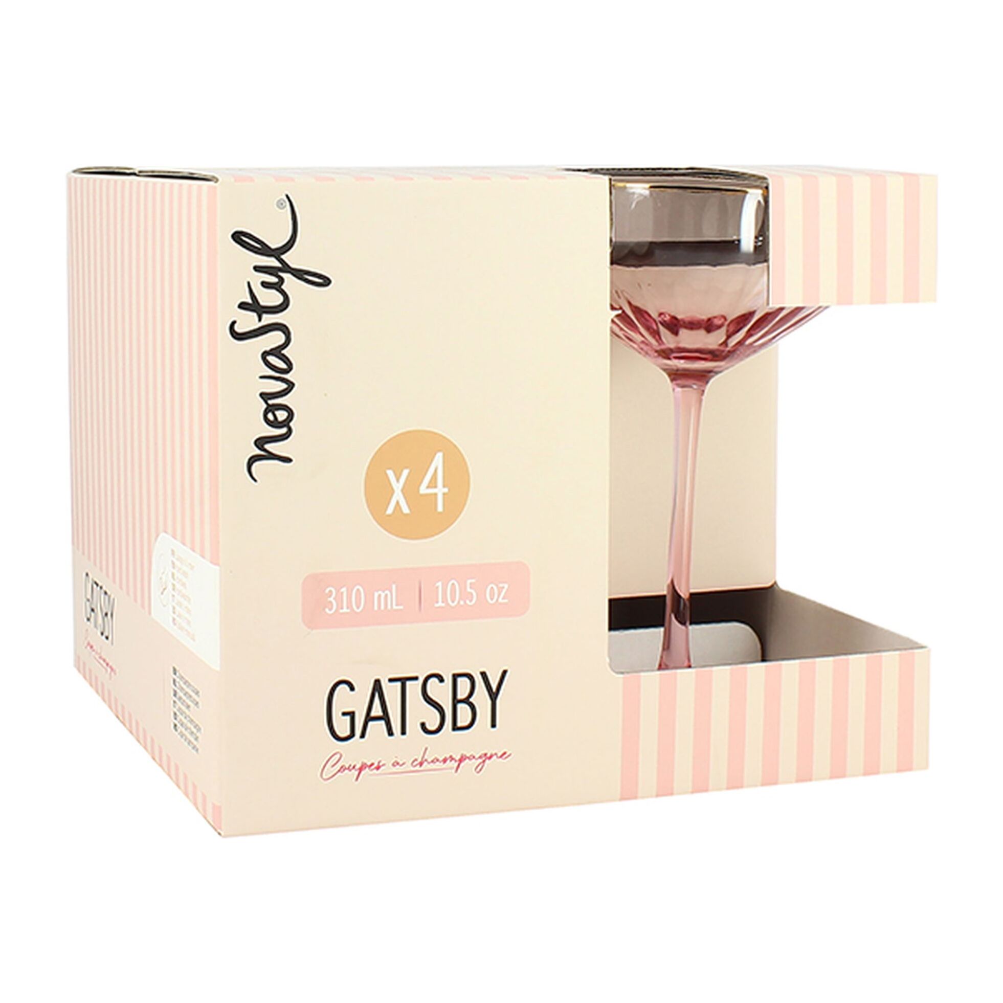 Lot de 4 coupes en verre 31cl rose GATSBY