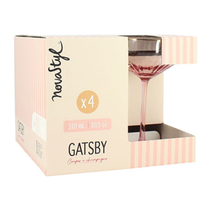 Lot de 4 coupes en verre 31cl rose GATSBY