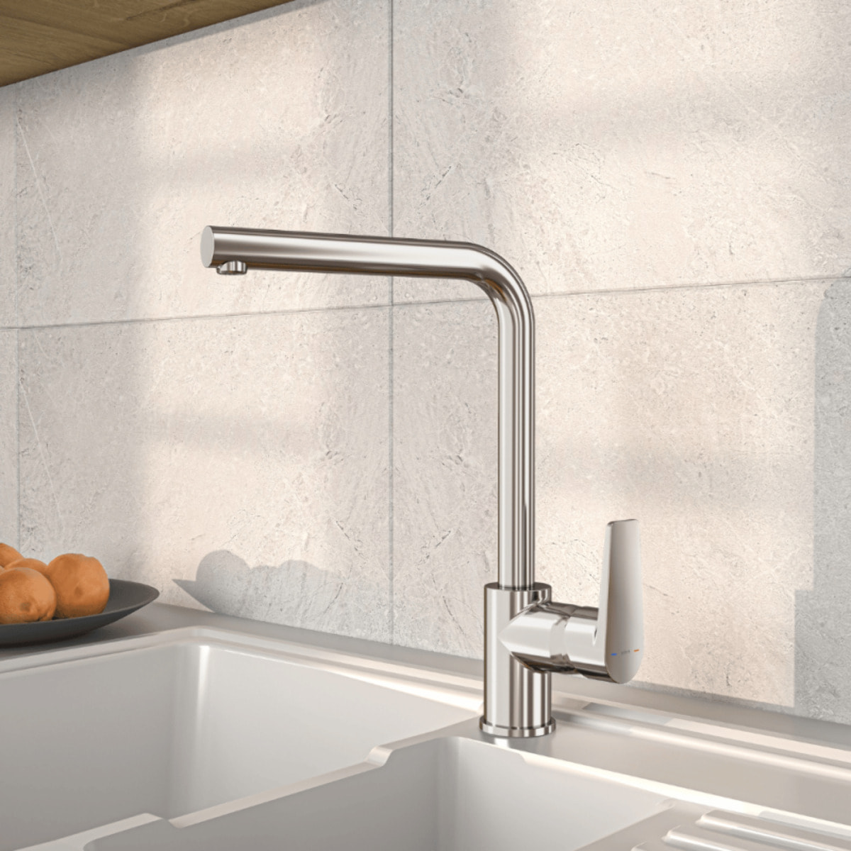 Robinet de cuisine bec haut Flow Square chromé