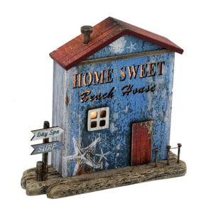 Casa in legno con stella e led cm22x6,5h21