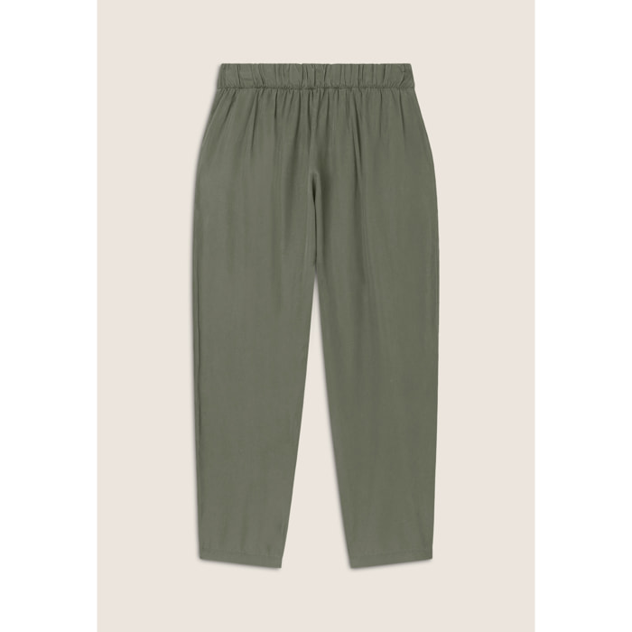 Pantaloni in Twill di Lyocell lunghezza cropped