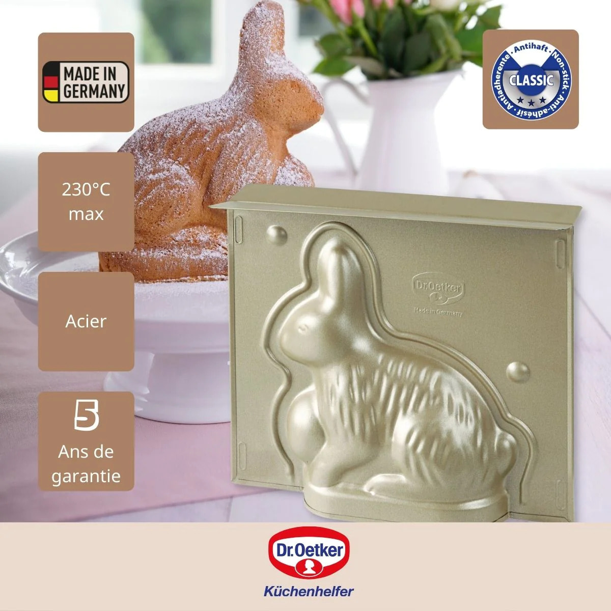 Moule à gâteaux 3D en forme de lapin de Pâques 600 ml Dr.Oetker