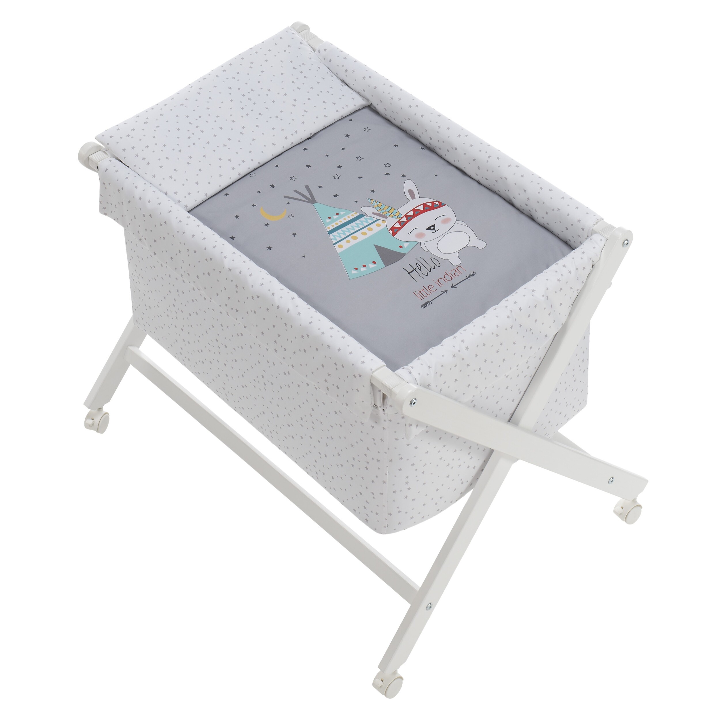 Minicuna con textil  Tipi Oso Gris