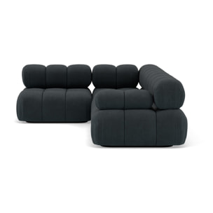 Ruby - canapé modulable d'angle gauche 5 places en velours texturé - Noir