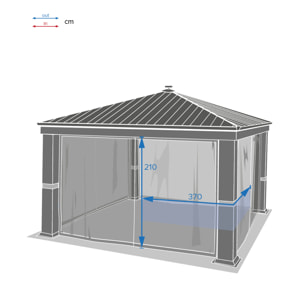 Moustiquaire pour tonnelle Patia Ardoise (4 rideaux)