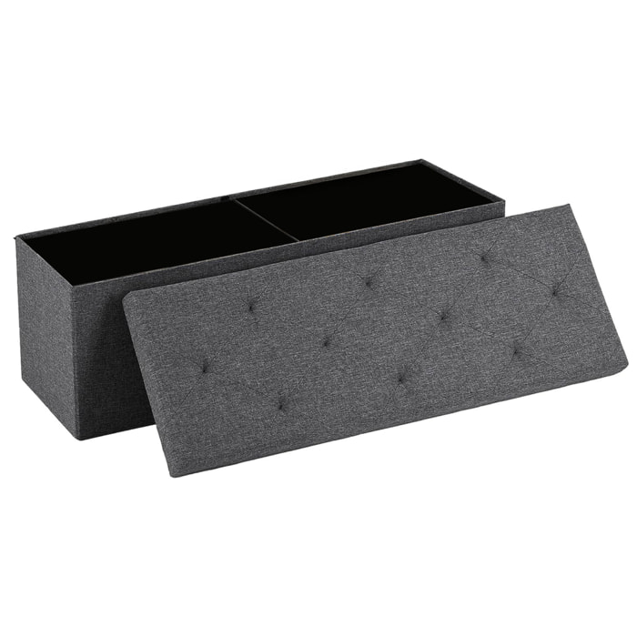 Nemora 110 - Cassapanca Ottomana 109x38x38 cm Pouf Contenitore Poggiapiedi in Tessuto Grigio