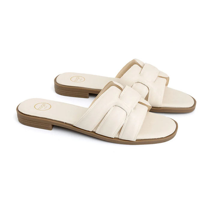 Ciabatta con fascia soft-touch intrecciata - BEIGE