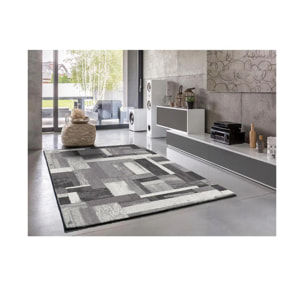 AMBER Alfombra geométrica de pelo corto gris, varias medidas disponibles.