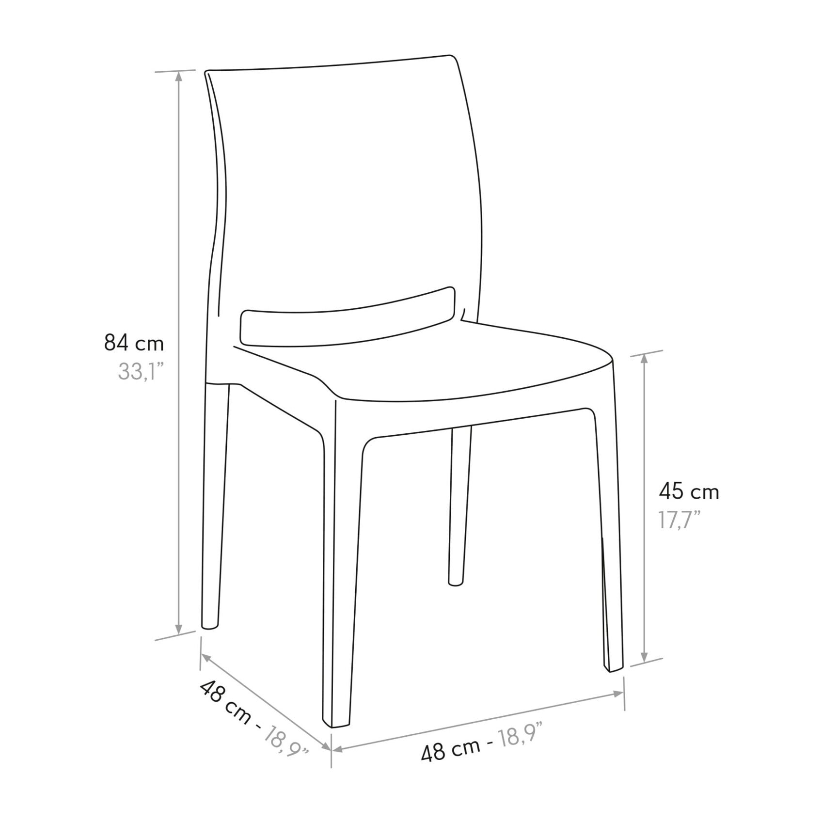 Set di 4 sedie HOBIE BEACH in polipropilene azzurro pastello, impilabili
