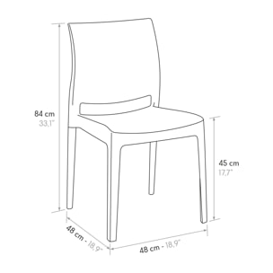 Set di 4 sedie HOBIE BEACH in polipropilene azzurro pastello, impilabili