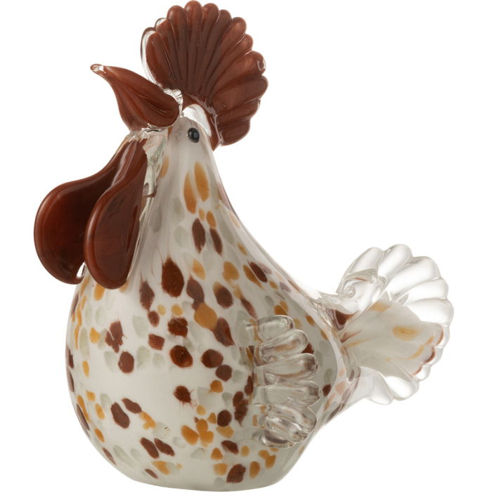 J-Line presse-papier Poule à Pois - verre - verre - blanc/marron/ocre