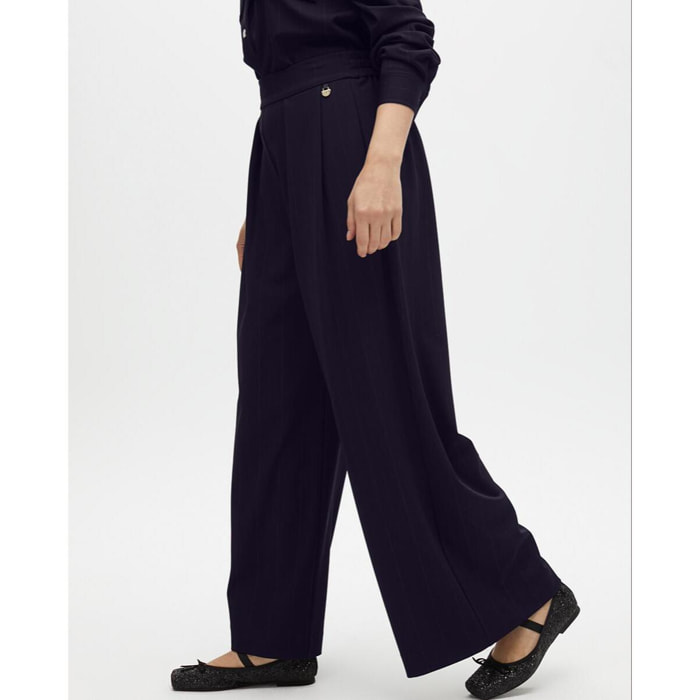 Pantaloni a Righe Diplomatiche Lamé a Pieghe