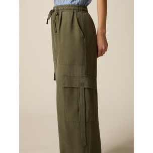Oltre - Pantaloni cargo in tencel - Verde militare