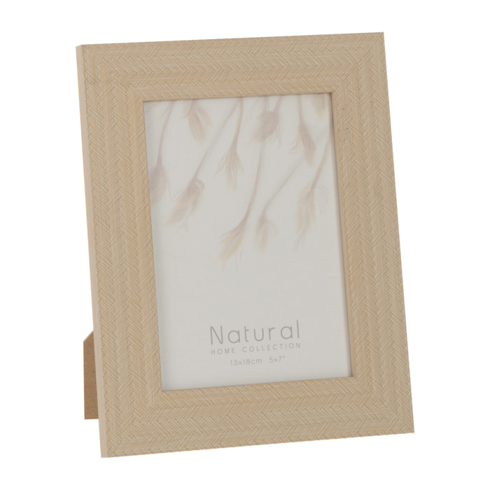 J-Line cadre photo Tissé - bois - beige clair - 2 pièces