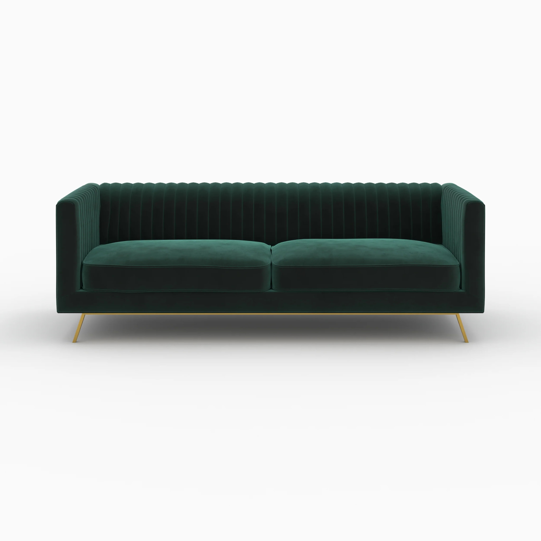 Ensemble canapé et fauteuil en velours vert 3 places - Gatsby