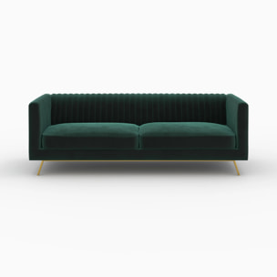 Ensemble canapé et fauteuil en velours vert 3 places - Gatsby