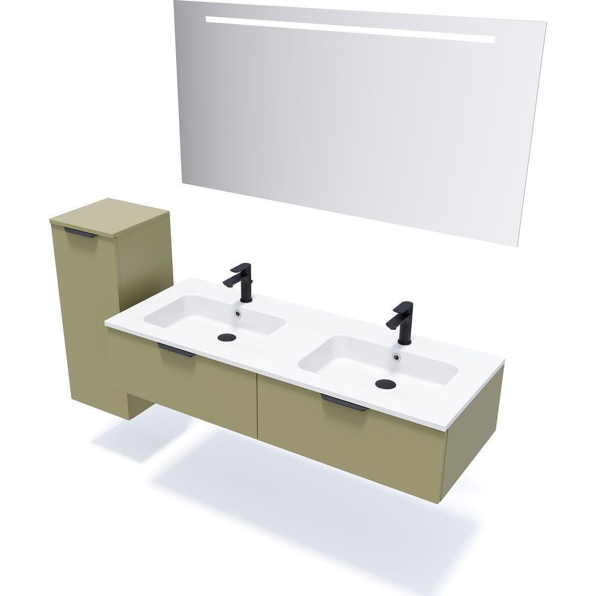 Meuble salle de bain double vasque 2 tiroirs - SOHO
