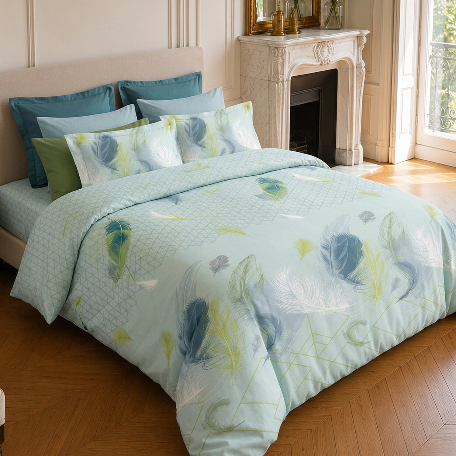Parure housse de couette 100% microfibre motif tropical - PALOMA