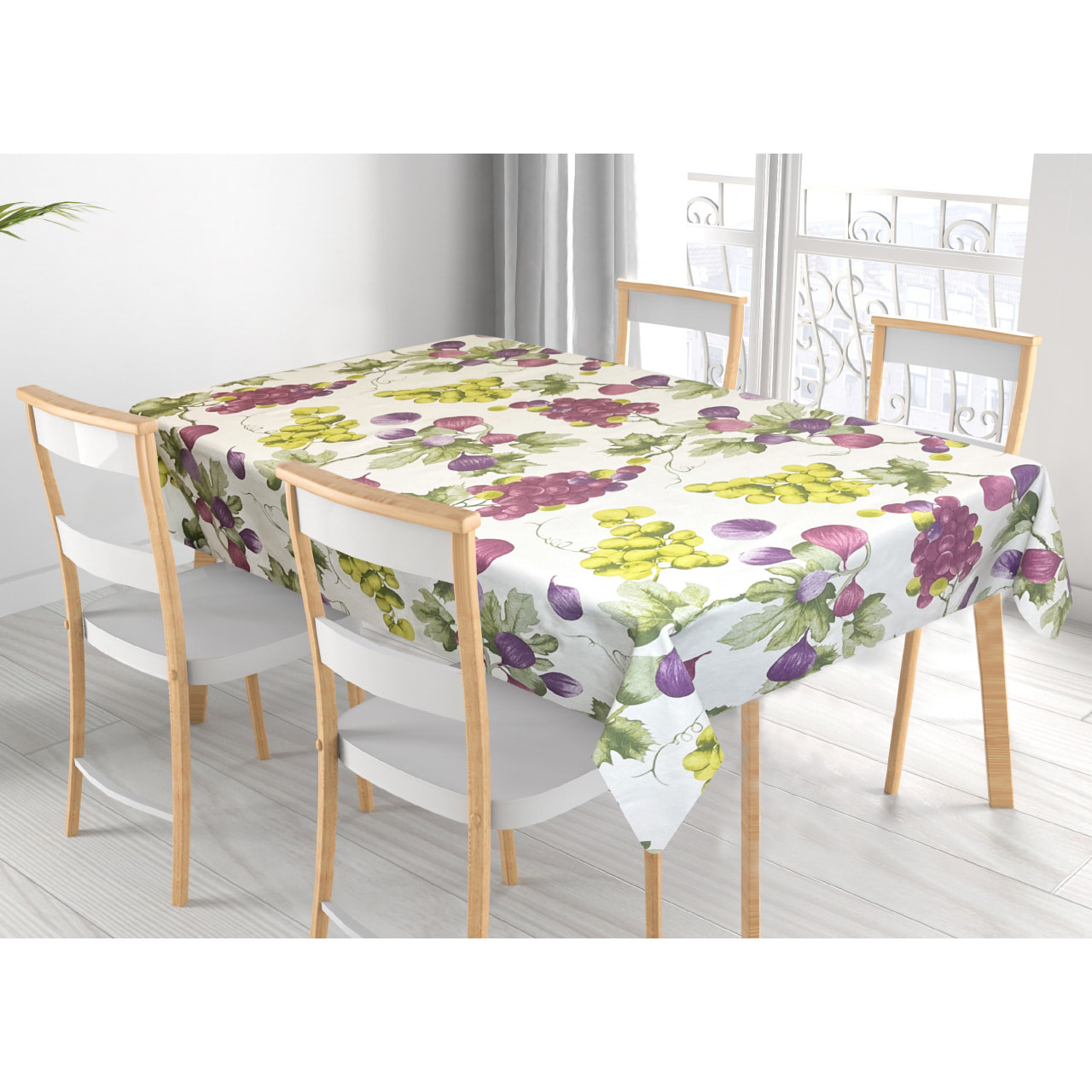 Tovaglia Cucina In 100% Cotone Made In Italy Disegno Uva e Fichi 140x240