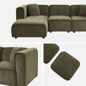 Canapé d'angle gauche 3 places tissu kaki 2 coussins carrés L 230 x P 145 x H 70 cm - Lester