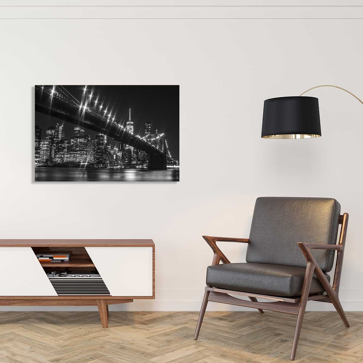 Tableau brooklyn brigde de nuit Toile imprimée