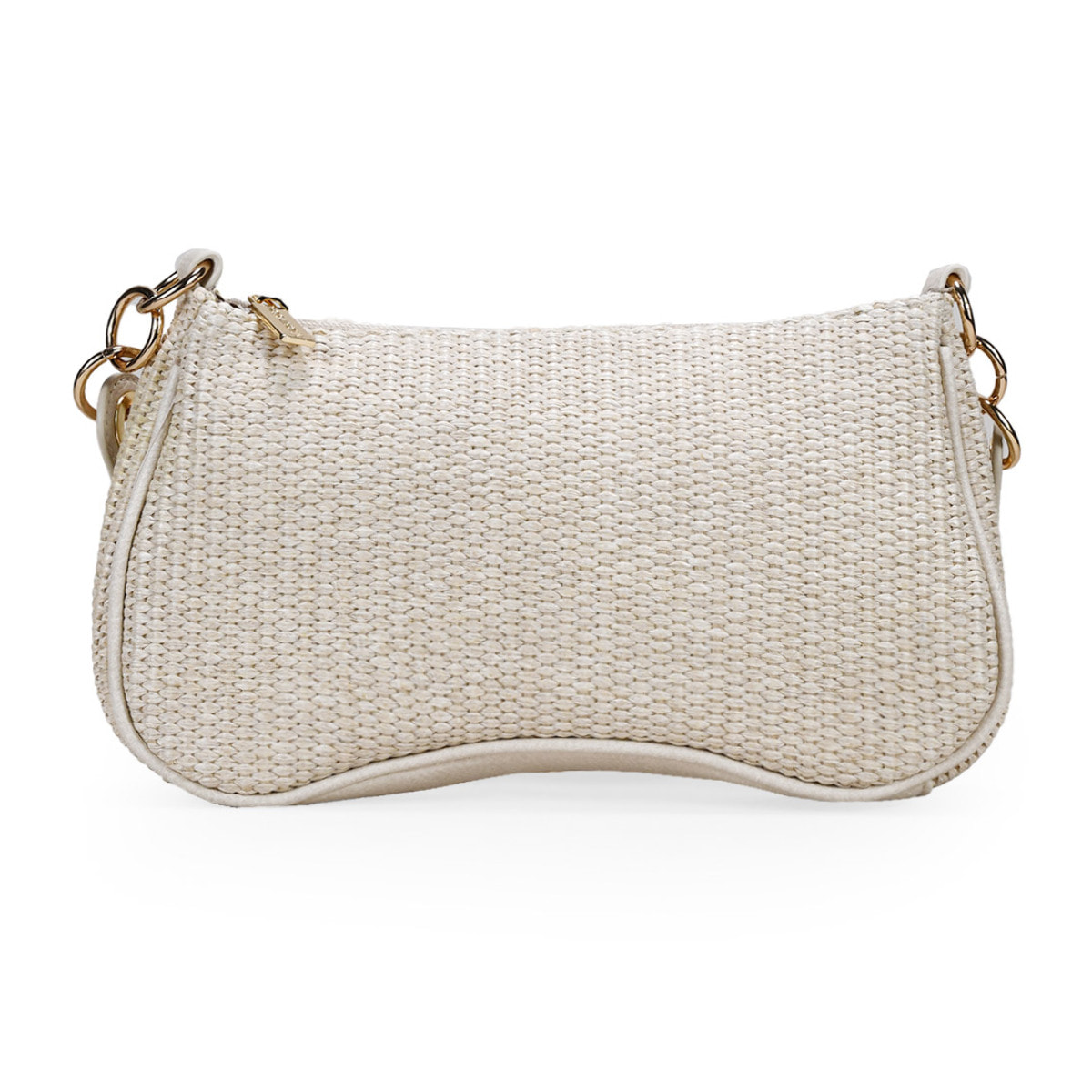 Bolso de hombro beige en rafia