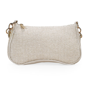 Bolso de hombro beige en rafia