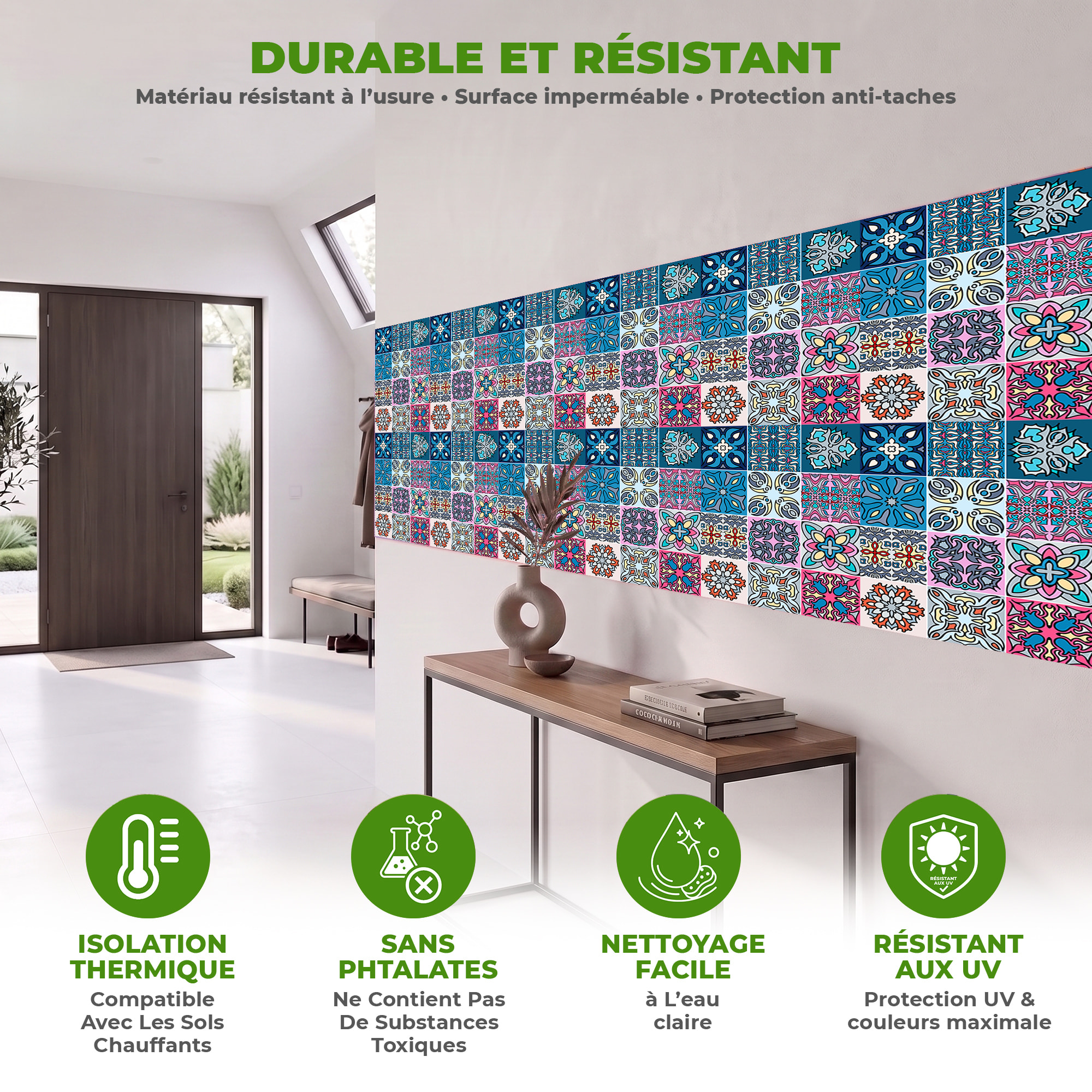 Stickers muraux - Sticker Mural Carrelage adhésif Cuisine Salle de Bain - 12 STICKERS CARREAUX DE CIMENT AUSTRALIA