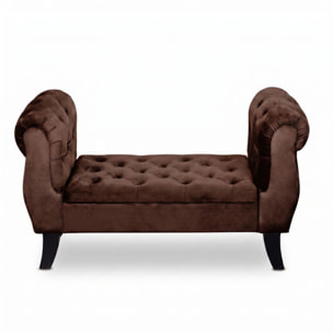 Divanetto Contenitore Imbottito in Effetto Velluto con Vano Contenitore Integrato, Seduta Elegante dallo Stile Classico per Camera da Letto, Ingresso e Soggiorno