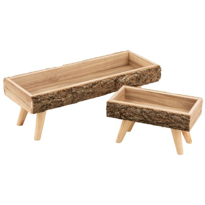 J-Line cache-pot Sur Pied Rectangulaire - bois - naturel - large - Ø 28 cm