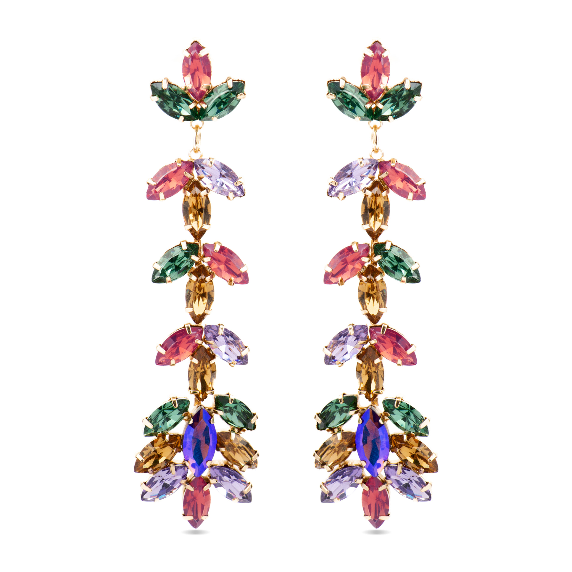 Pendientes con Cristal Multicolor acabado oro 18k