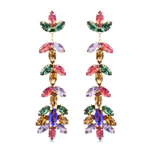 Pendientes con Cristal Multicolor acabado oro 18k