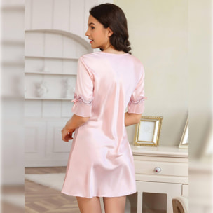 Ropa de dormir casual con bordado de seda rosa