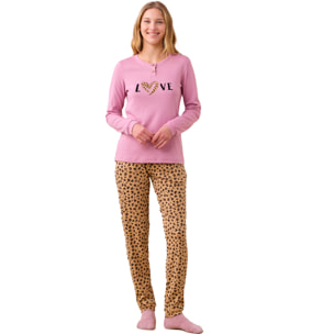 Pigiama donna invernale in caldo cotone articolo animalier. Noidinotte